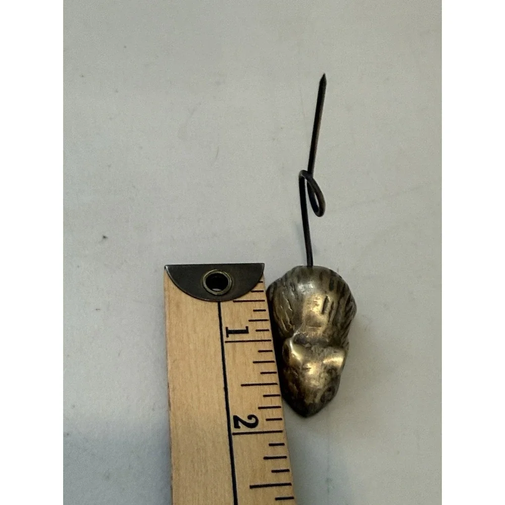 VTG MidCentury Modern Mice Solid Brass Paperweight Message Ring Receipt Holder